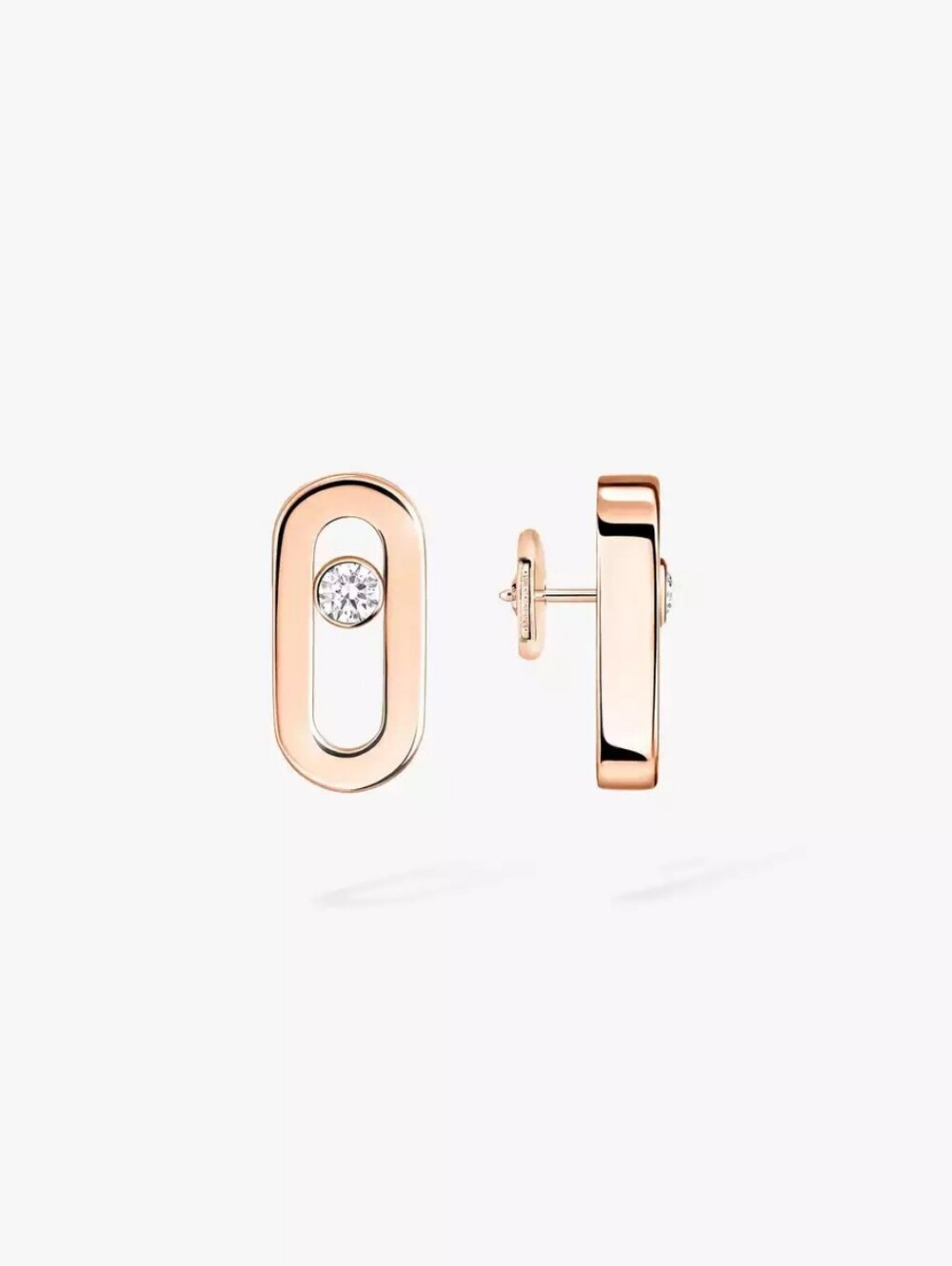 Messika Rose Gold Oval Move Stud Earrings - Picture 2 of 3